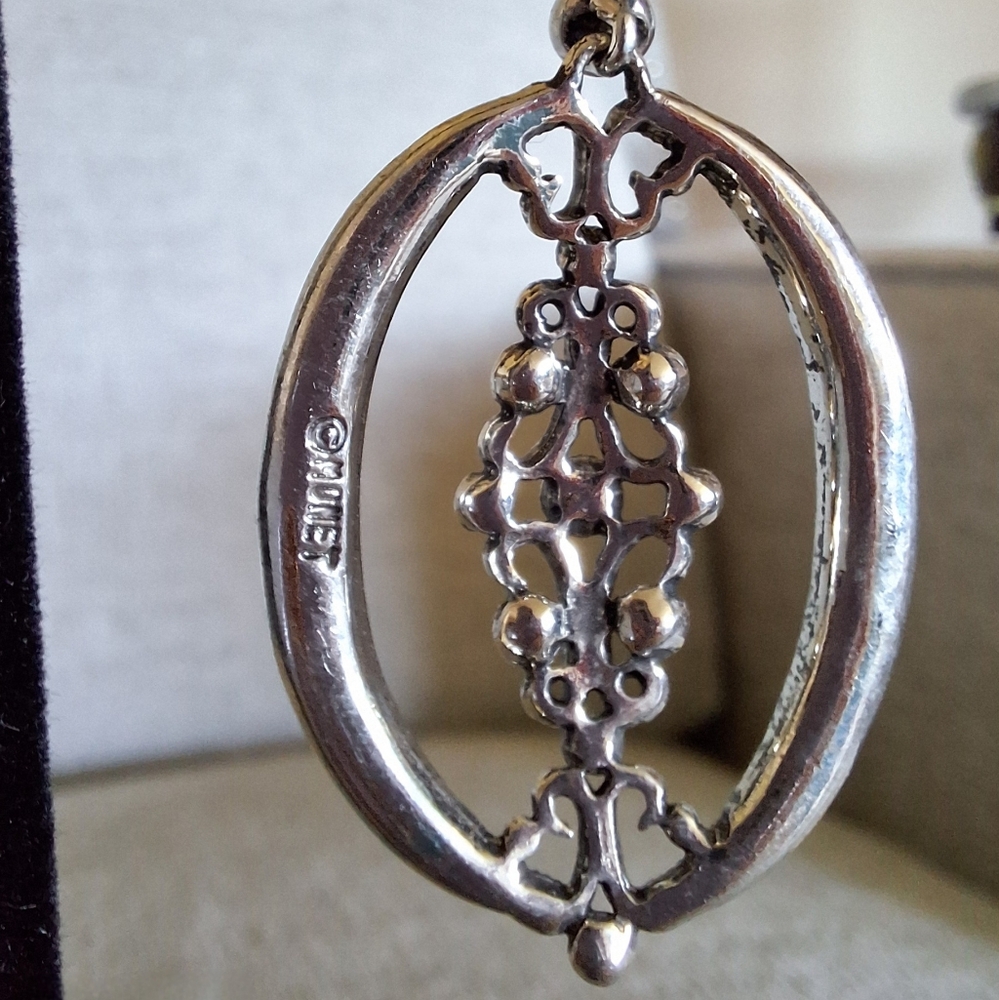 Monet Silver Earrings with Crystal Accents - Picture 4 of 4